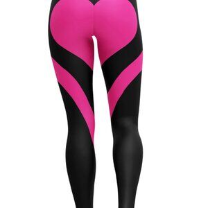 Pink Heart Shaped Black Leggings Gearbunch